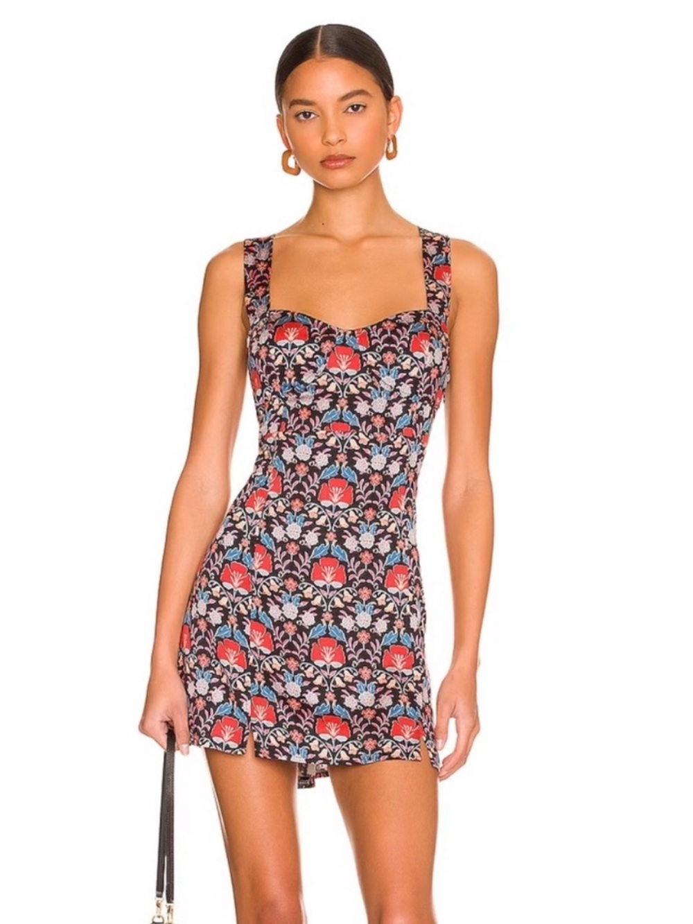 Free People Sasha Black Floral Mini Dress